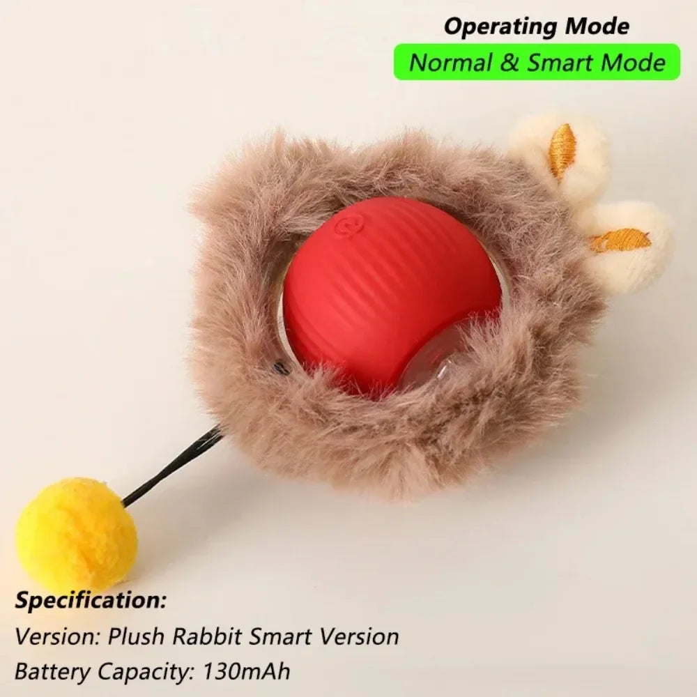 Pelota Interactiva Automática para Gatos con Pluma - USB Recargable