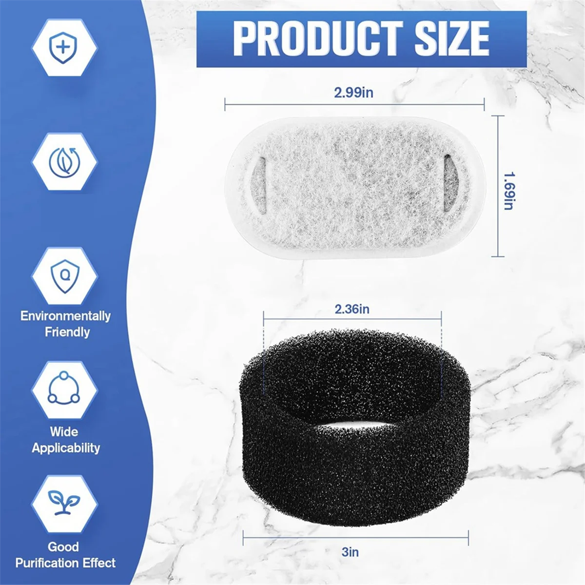 Pack 48 Filtros de Repuesto para Fuente de Agua para Gatos